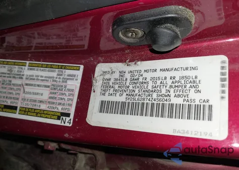 2004 Pontiac Vibe from USA, damaged, VIN 5Y2SL62874Z456049